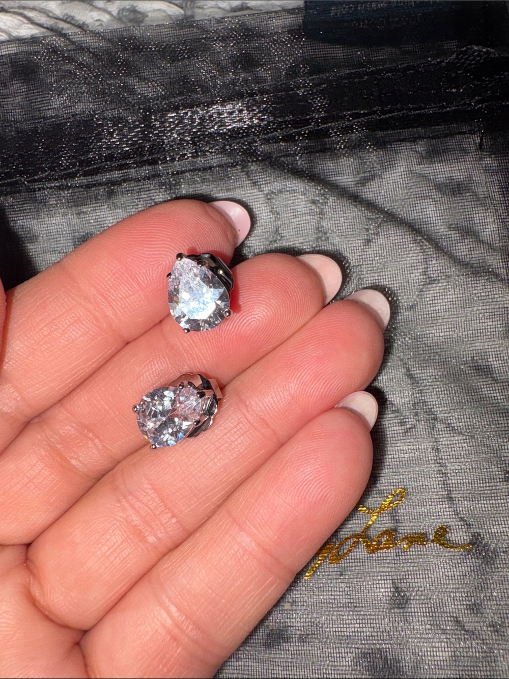 Kenneth Jay Lane Clear Crystal Round Stud Earrings with Silver-Tone Accents - Picture 3 of 5